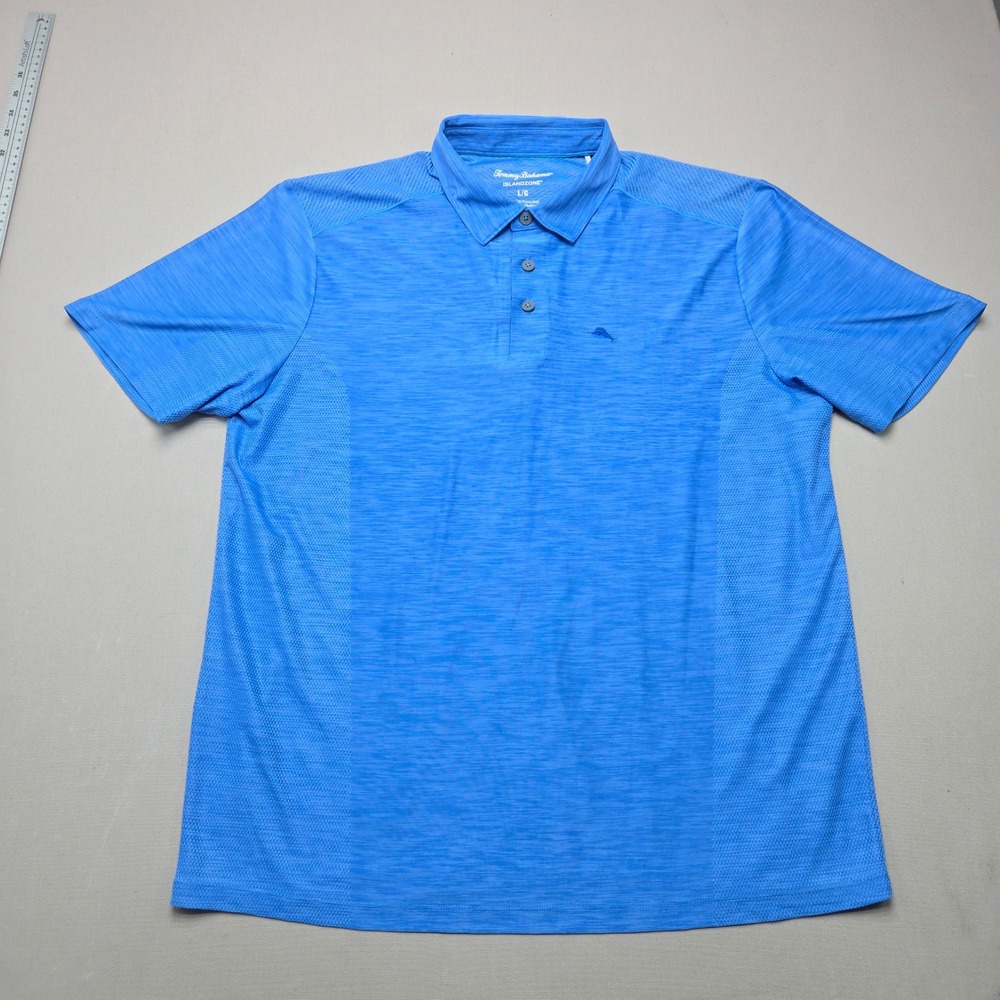Tommy Bahama Polo IslandZone Performance Heathered Blue Mens Large